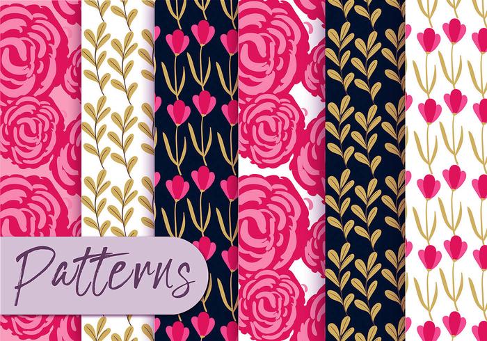 Colorful Roses Pattern Set vector