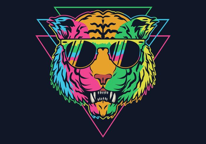 Colorful Tiger Wearing Eyeglasses vector