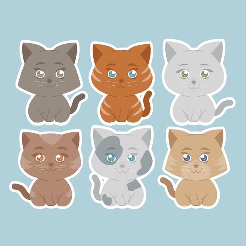 Vector Cute Cats Stickers