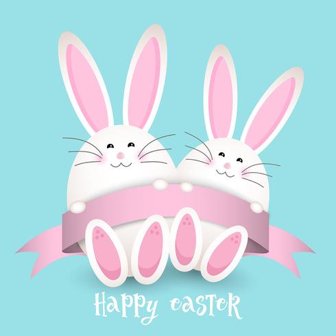 Cute Easter bunny background  vector