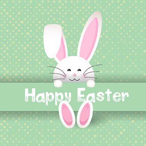 Cute Easter bunny on polka dot background  vector
