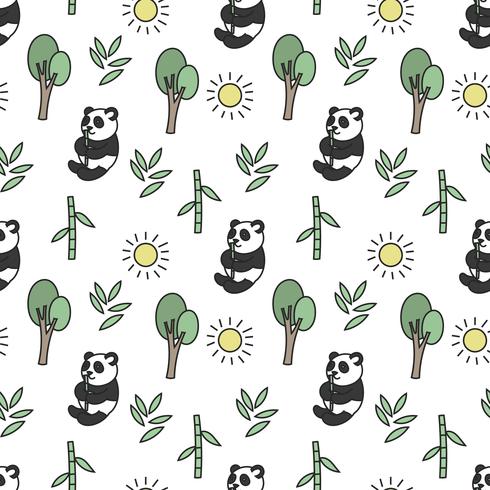 Cute panda seamless pattern vector