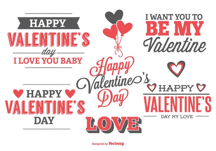 Cute Typographic Valentine's Day Labels vector
