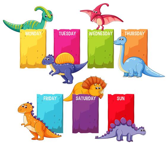 Dino on schedule template vector