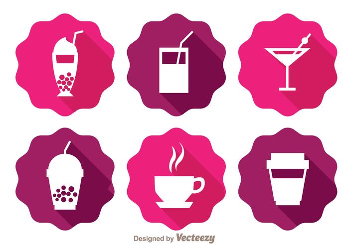 Drinks Long Shadow Icons  vector
