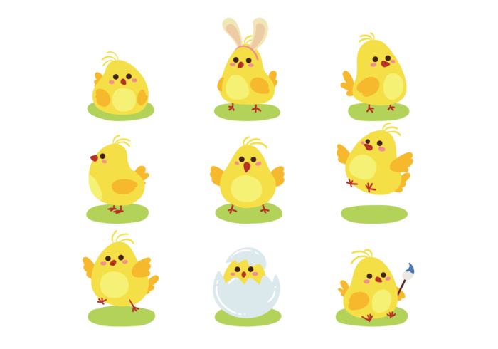 Easter Chick Cute Icons vector