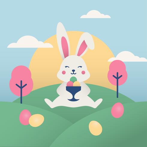 Easter Wallpaper with Cute Rabbit  vector