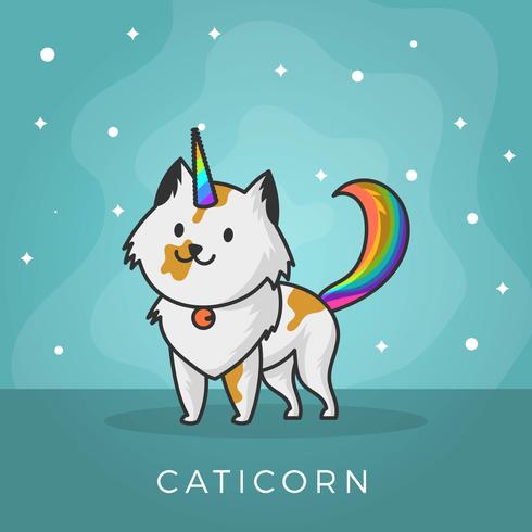 Flat Cute Cat Unicorn Wannabe Clipart Illustration vector