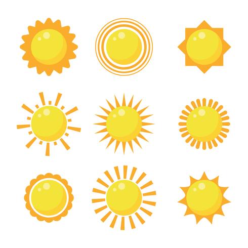 Flat Design Sun Clipart Set vector