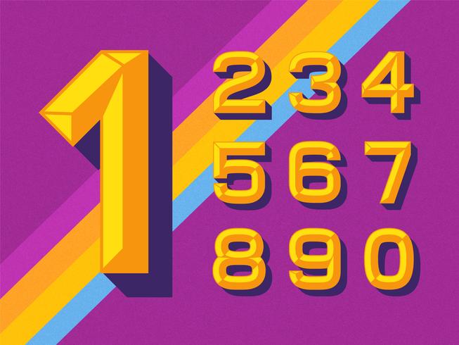 Flat Gold Chisel Numbers vector
