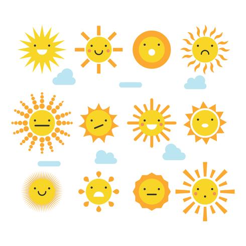 Flat Sunny Faces vector