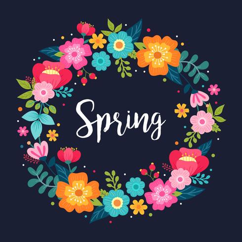 Floral Spring Wreath vector