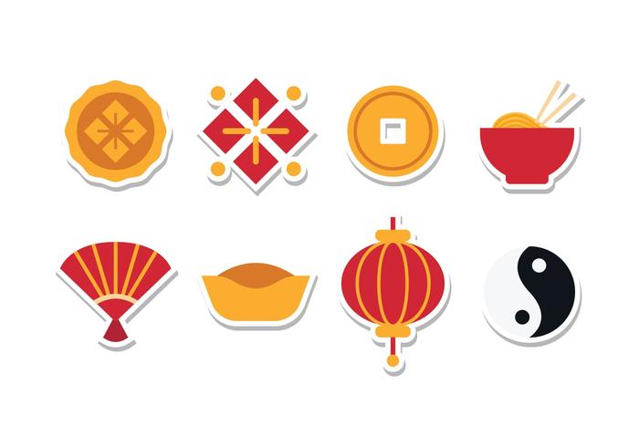 Free Chinese Sticker Icon Set vector