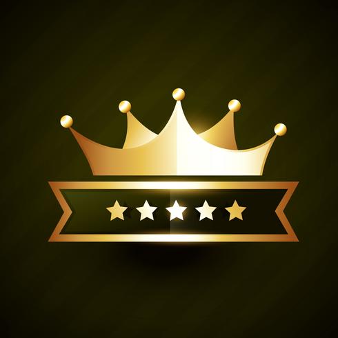 vector golden crown badge design with stars