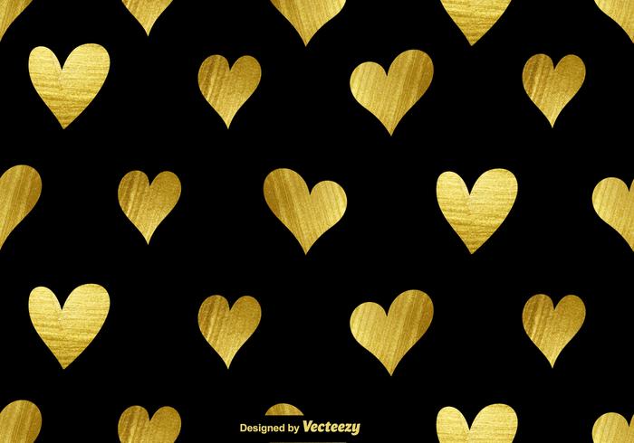 Vector Golden Hearts Seamless Pattern