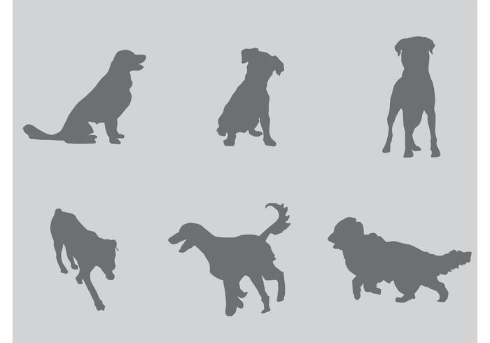 Gray Silhouettes of Dogs vector