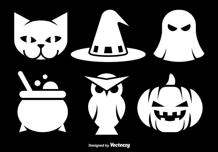 Halloween white icons vector