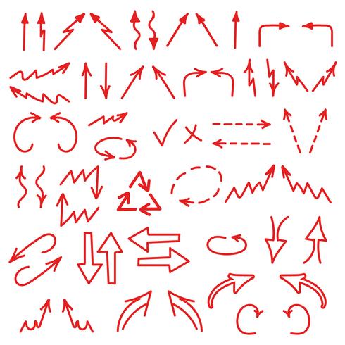 Hand drawn arrows icons set isolated on white background. Business charts, graphs, infographics vector
