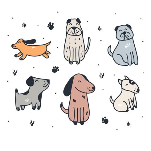 Hand Drawn Dogs Set vector