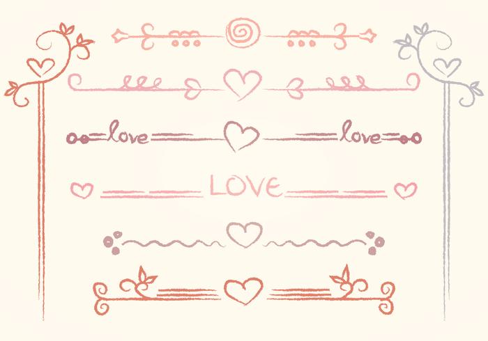 Vector Hand-drawn Love Dividers 