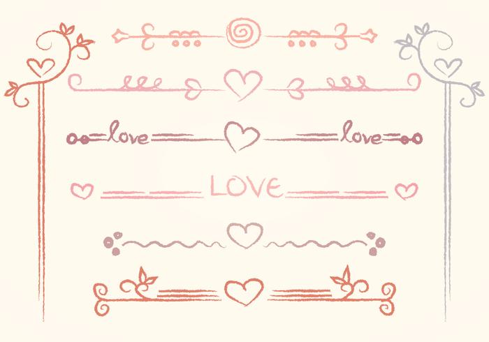 Vector Hand-drawn Love Dividers 