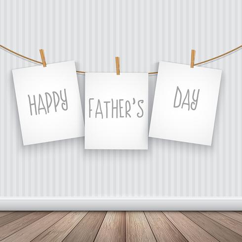 Happy Father's day background with hanging pictures  vector