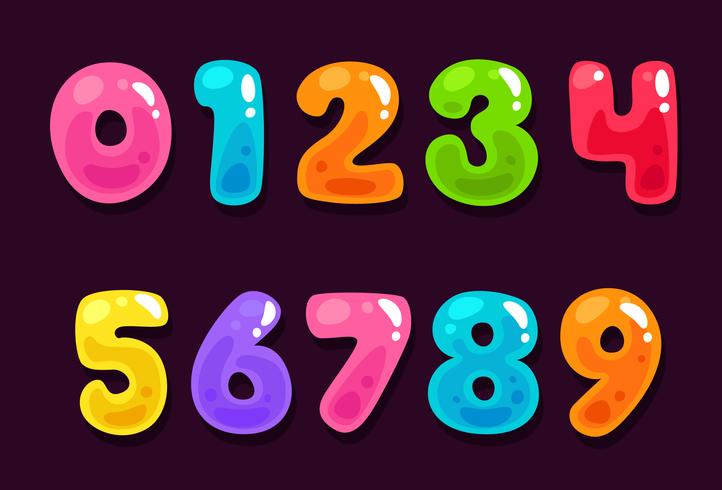 Jelly colorful alphabet numbers vector