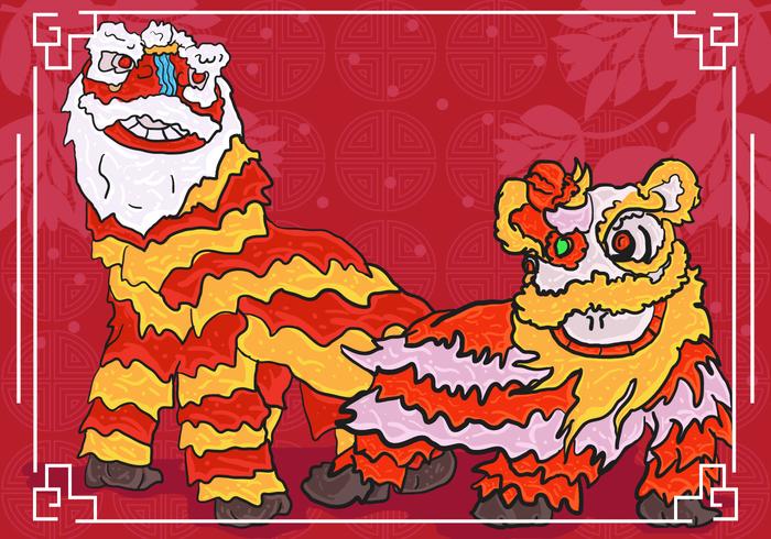 Lion Dance Background Illustration vector