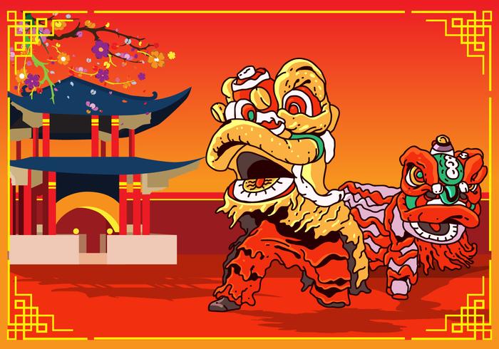 Lion Dance Chinese New Year Design vector
