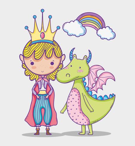 Magic world little princess hand drawing cartoon  vector