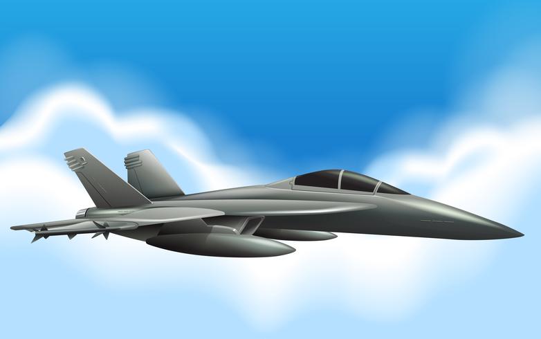 Military jet flying in sky vector