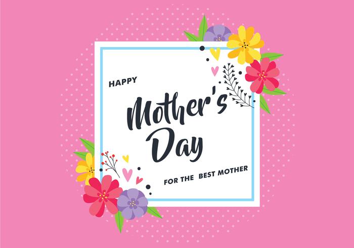 Mothers Day Greeting Card With Flower vector