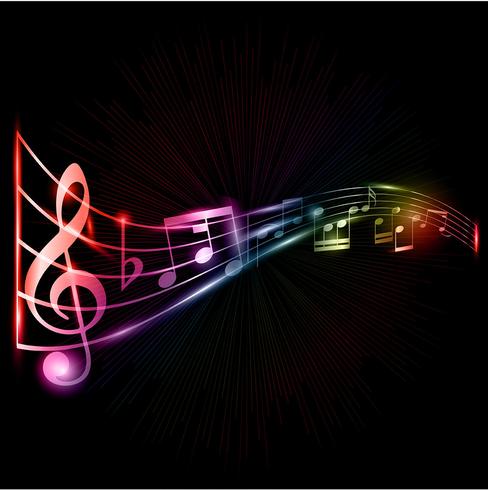 Neon music notes background vector