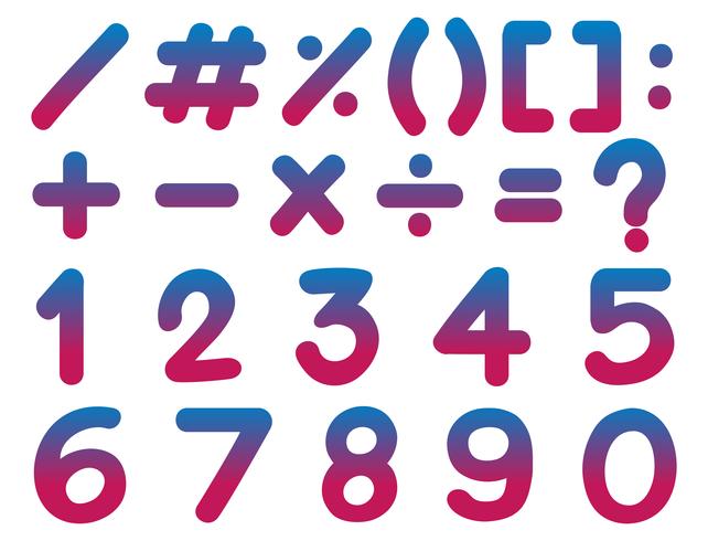 Numbers and math signs vector