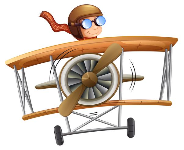 person flying plane white background vector