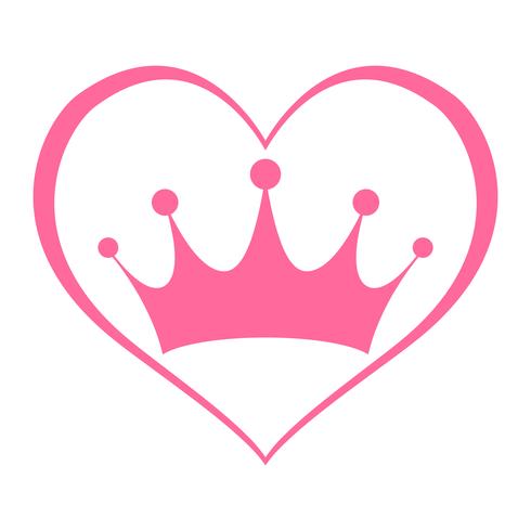 Pink Girly Princess Royalty Crown With Heart Jewels vector
