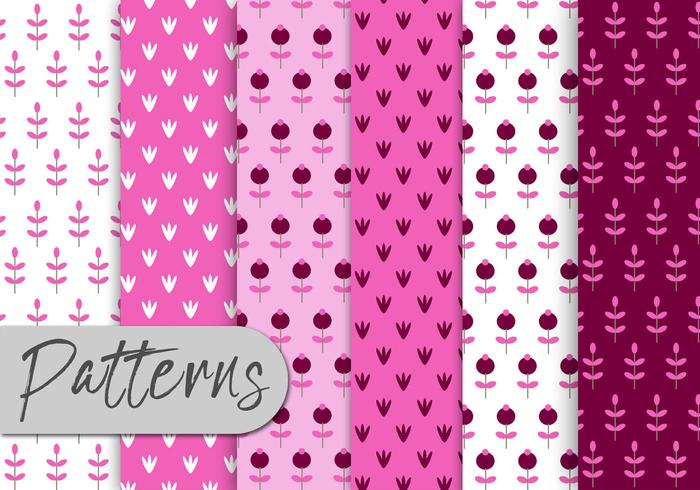 Pink Nature Pattern Set vector