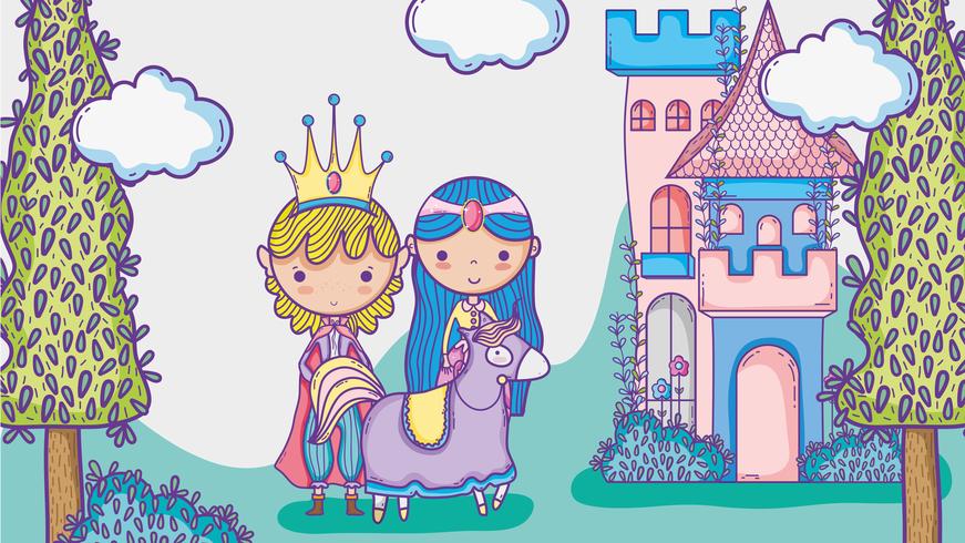 Princess and princess cute hand drawing cartoon man with sunglasses and dollar symbol inside chat bubble vector