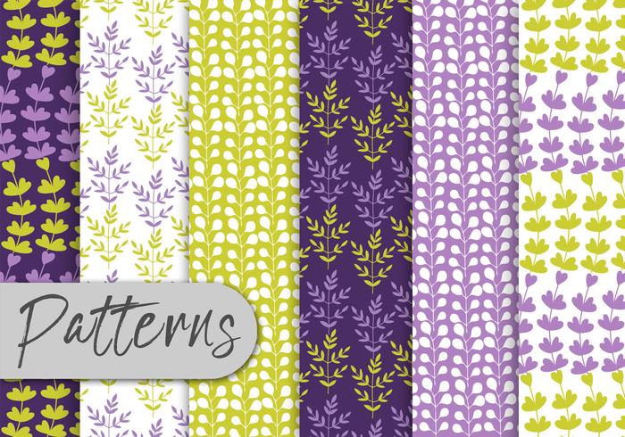 Purple Green Floral Pattern Set vector