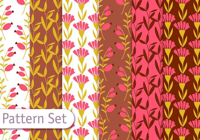 Retro Romantic Floral Pattern Set vector