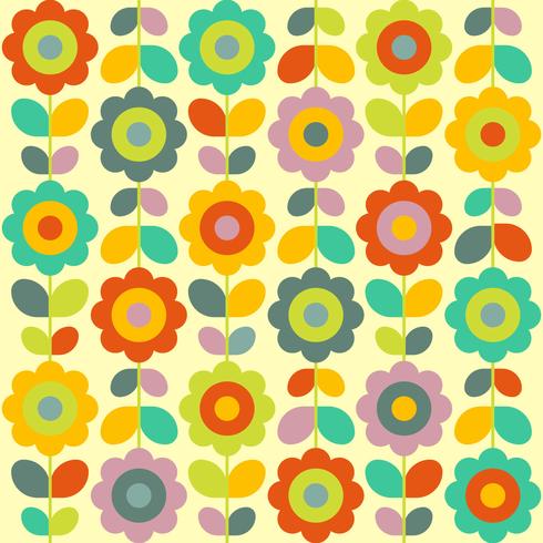 Seamless Flower Retro Pattern Wallpaper vector