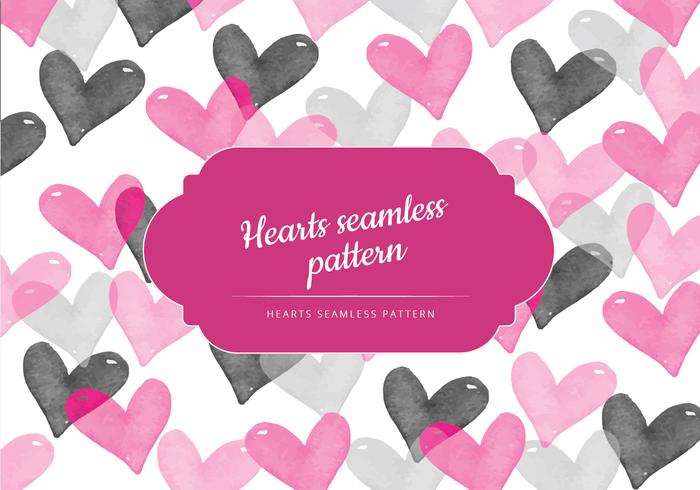 Vector Seamless Pattern of Watercolor Hearts