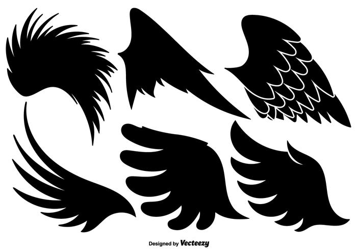 Vector Set Of Angel Wings Black Icons
