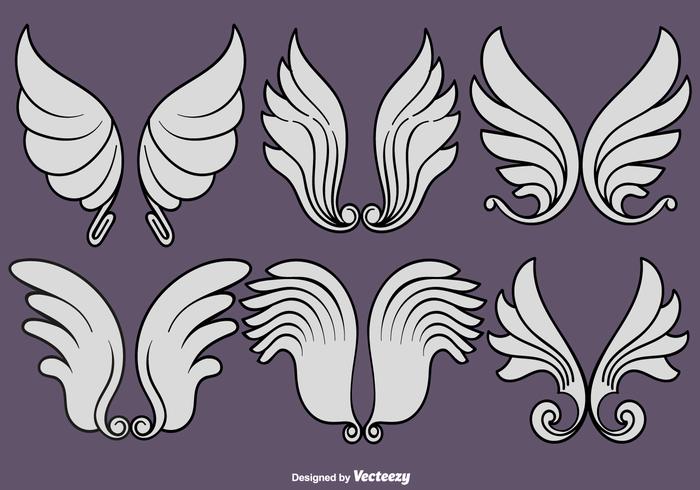 Vector Set Of Angel Wings Icons