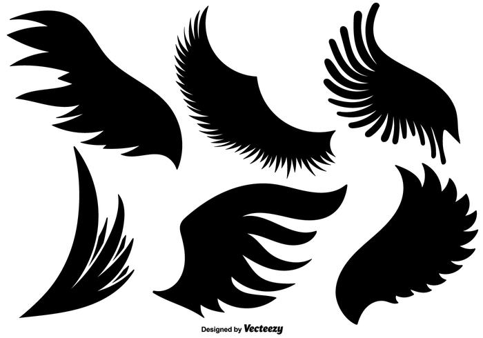 Vector Set Of Cartoon Angel Wings