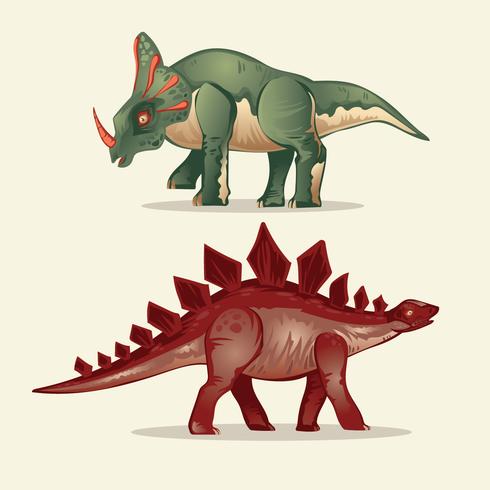 Set of Dinosaur. Stegosaurus and Styracosaurus vector