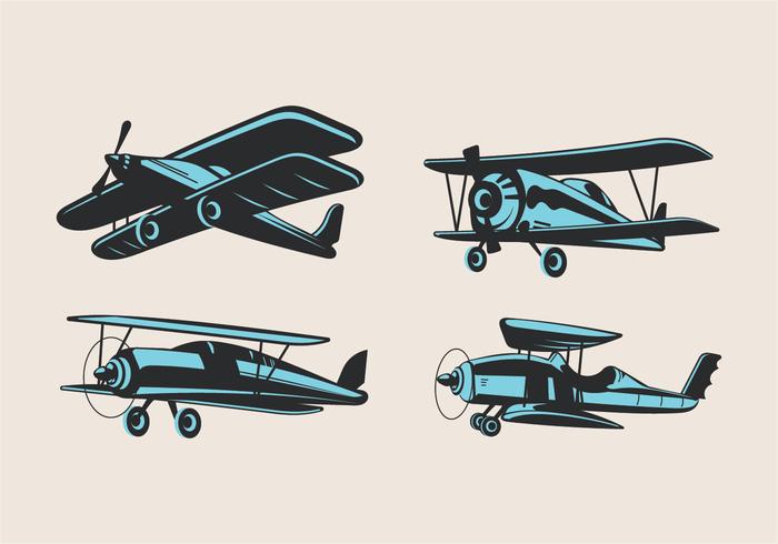 Set of Vintage Biplane or Aircraft Attractions vector