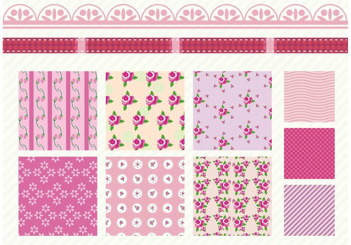 Shabby Chic Rose Patterns  vector