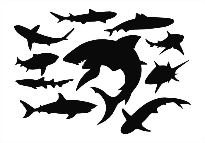 Shark Silhouette Set vector
