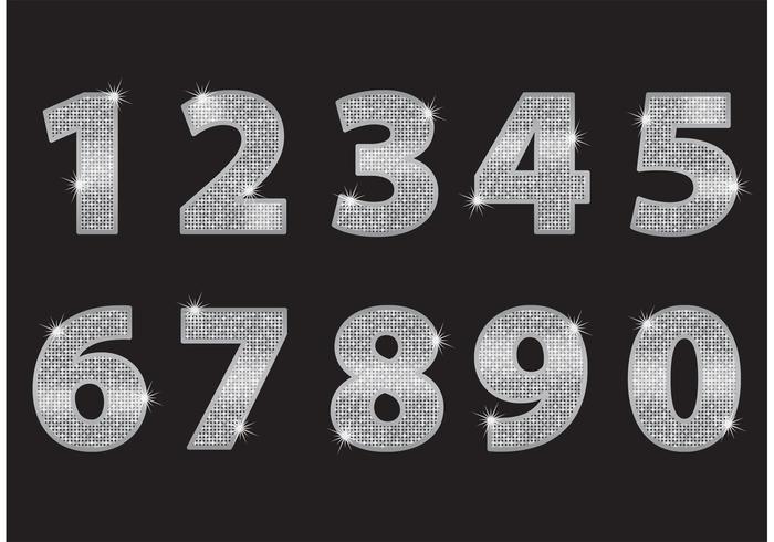 Silver Glitter Numbers vector